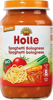 SPAGHETTI BOLOGNESE BEZ DODATKU CUKRÓW OD 8 MIESIĄCA DEMETER BIO 220 g (SŁOIK) - HOLLE HOLLE (żywność dla niemowląt)