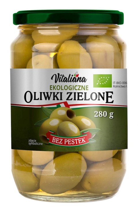 OLIWKI ZIELONE BEZ PESTEK W ZALEWIE BIO 280 g (150 g)- VITALIANA VITALIANA