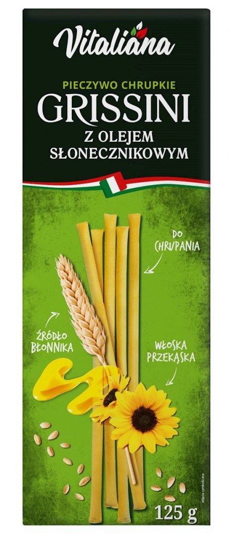 PALUSZKI GRISSINI Z OLEJEM SŁONECZNIKOWYM 125 g - VITALIANA VITALIANA