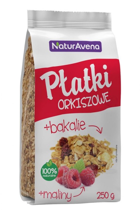 PŁATKI ORKISZOWE Z MALINĄ I BAKALIAMI 200 g - NATURAVENA NATURAVENA