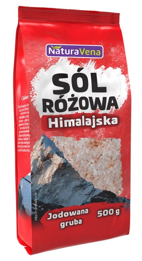 SÓL HIMALAJSKA RÓŻOWA GRUBO MIELONA JODOWANA 500 g - NATURAVENA NATURAVENA