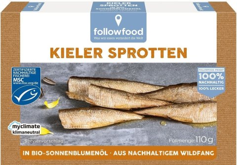 SZPROTY WĘDZONE MSC W BIO OLEJU SŁONECZNIKOWYM 110 g (80 g) - FOLLOWFOOD FOLLOWFOOD (rybołówstwo zrównoważone)