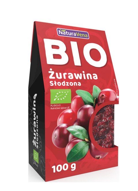 ŻURAWINA SŁODZONA CUKREM TRZCINOWYM BIO 100 g - NATURAVENA NATURAVENA BIO