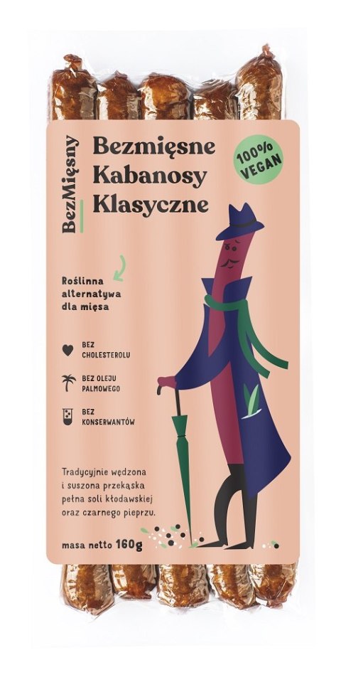 KABANOSY KLASYCZNE ROŚLINNE 160 g - BEZMIĘSNY BEZMIĘSNY (vege wędliny)