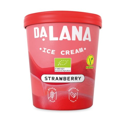 LODY WEGAŃSKIE BEZGLUTENOWE - TRUSKAWKA BIO 500 ml - DALANA DALANA (MROŻONKI - lody)