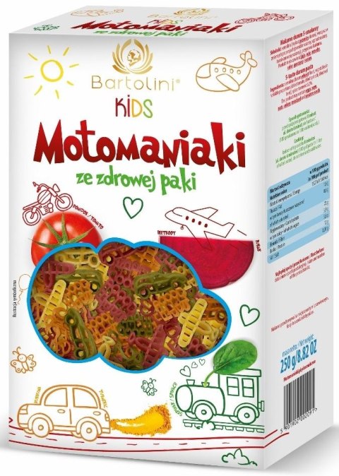 MAKARON (SEMOLINOWY Z SUSZONYMI WARZYWAMI) DLA DZIECI MOTOMANIAKI 250 g - BARTOLINI BARTOLINI (makarony)