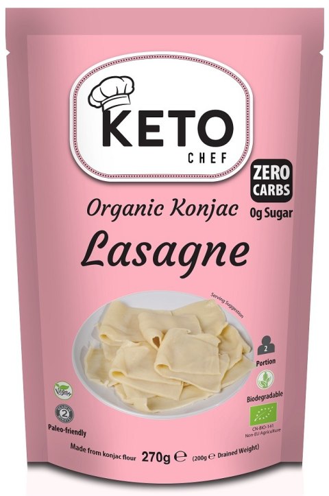 MAKARON (KONJAC) LASAGNE BEZGLUTENOWY BIO 270 g (200 g) - KETO CHEF (BETTER THAN FOODS) KETO CHEF (makarony konjac)