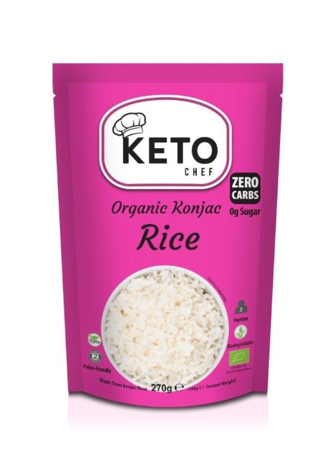 MAKARON (KONJAC) W KSZTAŁCIE RYŻU BEZGLUTENOWY BIO 270 g (200 g) - KETO CHEF (BETTER THAN FOODS) KETO CHEF (makarony konjac)