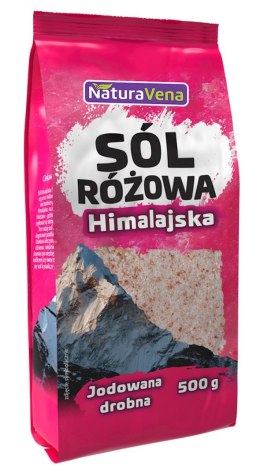 SÓL HIMALAJSKA RÓŻOWA DROBNO MIELONA JODOWANA 500 g - NATURAVENA NATURAVENA