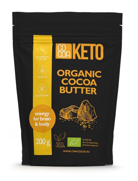 TŁUSZCZ KAKAOWY BEZGLUTENOWY KETO BIO 200 g - COCOA COCOA (czekolady i bakalie w surowej czekoladzie)