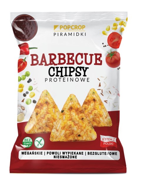 CHRUPKI PIRAMIDKI PROTEINOWE O SMAKU BARBECUE BEZGLUTENOWE 60 g - POPCROP POPCROP (niebieska kukurydza, chrupki proteinowe)