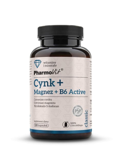 CYNK + MAGNEZ + WITAMINA B6 ACTIVE BEZGLUTENOWY 120 KAPSUŁEK - PHARMOVIT (CLASSIC) PHARMOVIT (suplementy diety)