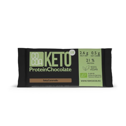 CZEKOLADA PROTEINOWA O SMAKU SŁONEGO KARMELU KETO BIO 40 g - COCOA COCOA (czekolady i bakalie w surowej czekoladzie)