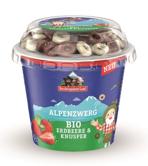 JOGURT TRUSKAWKOWY Z CHRUPKAMI CZEKOLADOWYMI BIO 137 g - BERCHTESGADENER LAND BERCHTESGADENER LAND (nabiał z mleka krowiego)