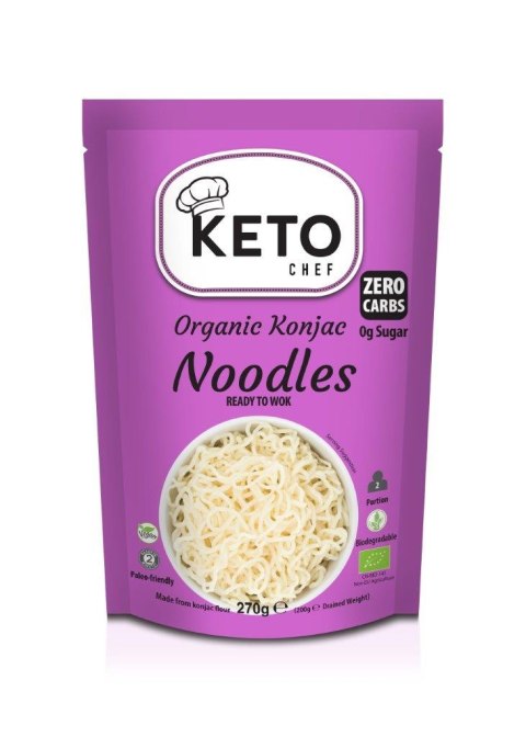 MAKARON (KONJAC) GOTOWY NA WOKA BEZGLUTENOWY BIO 270 g (200 g) - KETO CHEF (BETTER THAN FOODS) KETO CHEF (makarony konjac)