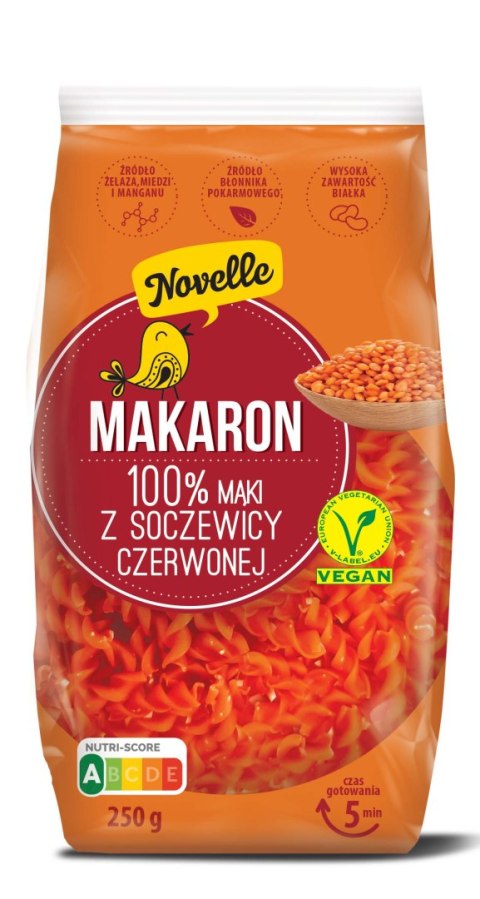 MAKARON PROTEINOWY (Z SOCZEWICY CZERWONEJ) ŚWIDERKI 250 g - NOVELLE NOVELLE (makarony włoskie)