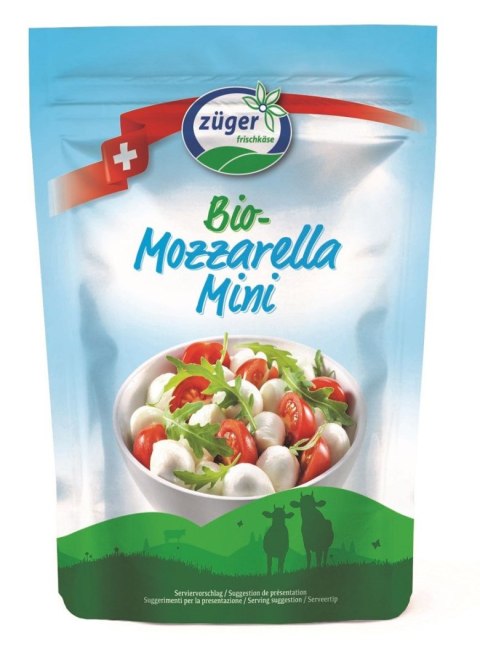 MOZZARELLA MINI BIO 300 g (150 g) - ZUGER ZUGER (nabiał z mleka krowiego; produkty sojowe)