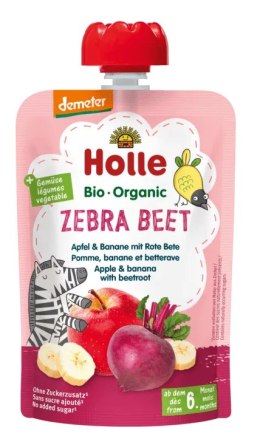 MUS W TUBCE BURACZANA ZEBRA (JABŁKO - BANAN - BURAK) BEZ DODATKU CUKRÓW OD 6 MIESIĄCA DEMETER BIO 100 g - HOLLE HOLLE (żywność dla niemowląt)