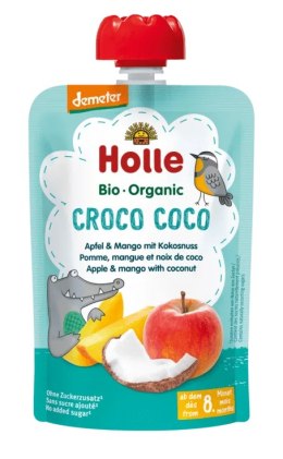 MUS W TUBCE KOKOSOWY KROKODYL (JABŁKO - MANGO - KOKOS) BEZ DODATKU CUKRÓW OD 8 MIESIĄCA DEMETER BIO 100 g - HOLLE HOLLE (żywność dla niemowląt)