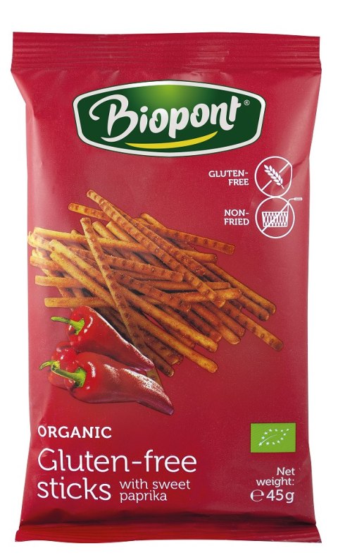 PALUSZKI PAPRYKOWE BEZGLUTENOWE BIO 45 g - BIOPONT BIOPONT (chrupki bezglutenowe)