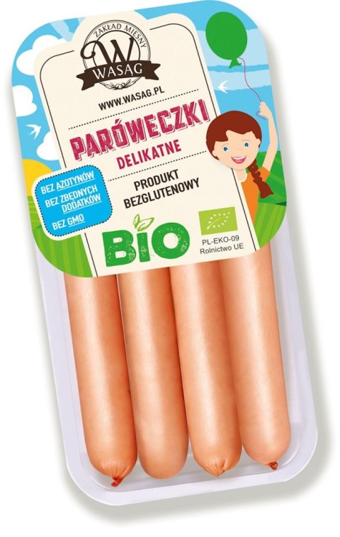 PARÓWKI DELIKATNE BEZGLUTENOWE BIO 150 g - WASĄG (Z PÓŁKI) WASĄG (Z PÓŁKI)