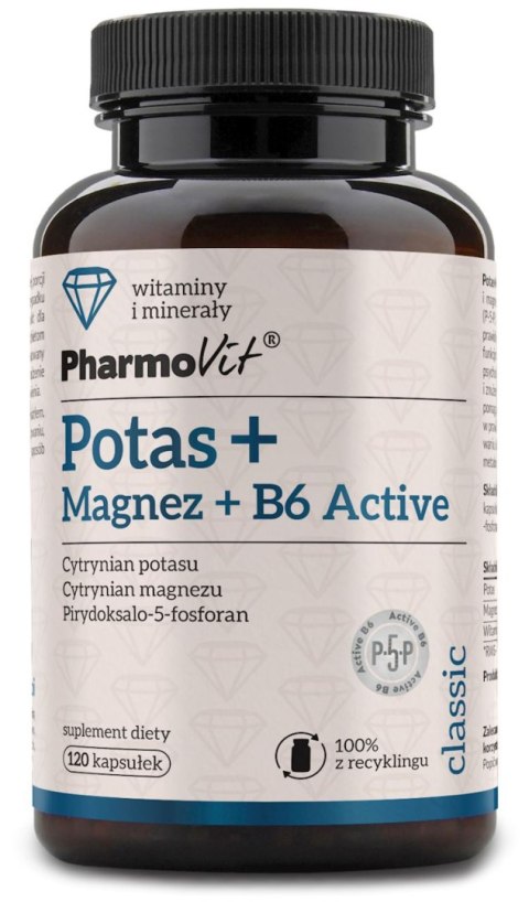 POTAS + MAGNEZ + WITAMINA B6 ACTIVE BEZGLUTENOWE 120 KAPSUŁEK - PHARMOVIT (CLASSIC) PHARMOVIT (suplementy diety)