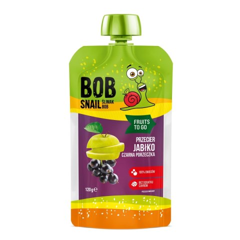 MUS FRUITS TO GO JABŁKO - CZARNA PORZECZKA BEZ DODATKU CUKRU 120 g - BOB SNAIL BOB SNAIL (żelki)