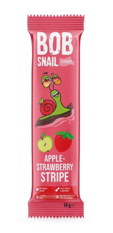 PRZEKĄSKA STRIPE JABŁKO - TRUSKAWKA BEZ DODATKU CUKRU BEZGLUTENOWA 14 g - BOB SNAIL BOB SNAIL (żelki)