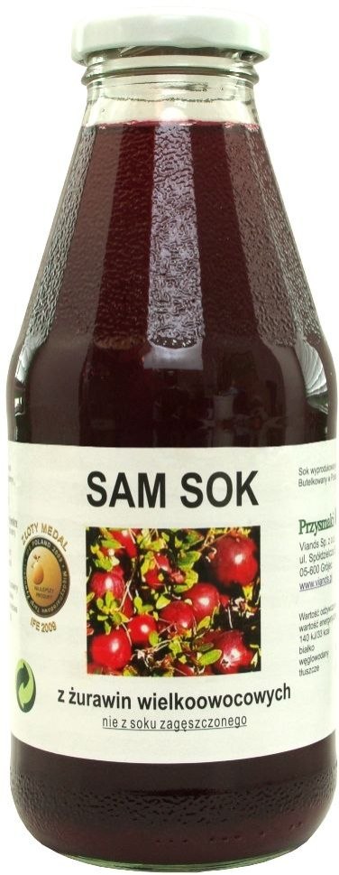 SOK Z ŻURAWINY WIELKOOWOCOWEJ 500 ml - VIANDS (SAM SOK) VIANDS (soki, mąka z kasztanów, sól)