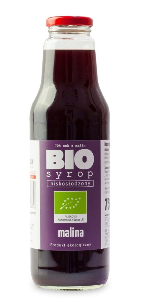 SYROP Z MALIN NISKOSŁODZONY BIO 750 ml - KAMIONNA KAMIONNA (soki, syropy, powidła)