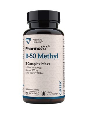 WITAMINA B-50 METHYL B-COMPLEX MAX+ BEZGLUTENOWA 60 KAPSUŁEK - PHARMOVIT (CLASSIC) PHARMOVIT (suplementy diety)