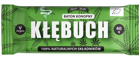 BATON BAKALIOWY Z NASIONAMI KONOPI "KŁĘBUCH" BEZGLUTENOWY BIO 40 g - ZMIANY ZMIANY ZMIANY ZMIANY (batony)