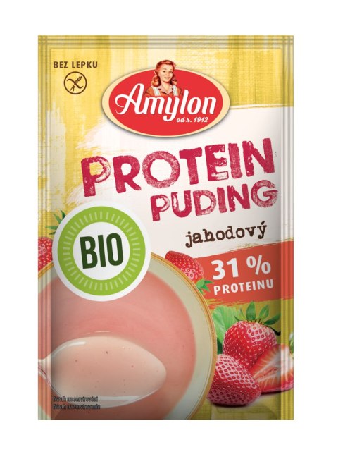 BUDYŃ PROTEINOWY TRUSKAWKOWY BEZ DODATKU CUKRU BEZGLUTENOWY BIO 45 g - AMYLON AMYLON (budynie, galaretki,kisiele,cukry, skrobie