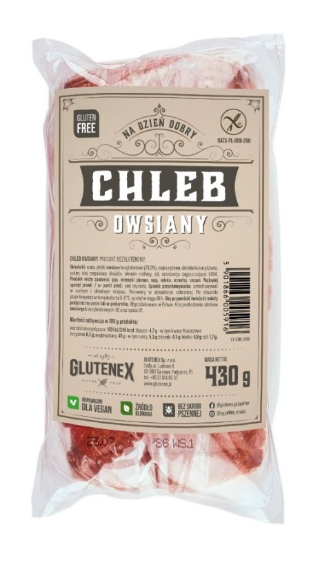 CHLEB OWSIANY KROJONY BEZGLUTENOWY 430 g - GLUTENEX GLUTENEX (chleby, ciastka, makarony)