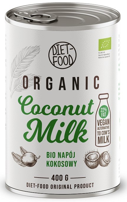 COCONUT MILK - NAPÓJ KOKOSOWY (22 % TŁUSZCZU) BIO 400 ml - DIET-FOOD DIET-FOOD