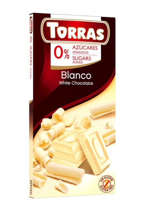 CZEKOLADA BIAŁA BEZ DODATKU CUKRU BEZGLUTENOWA 75 g - TORRAS TORRAS (czekolady bez dodatku cukru)