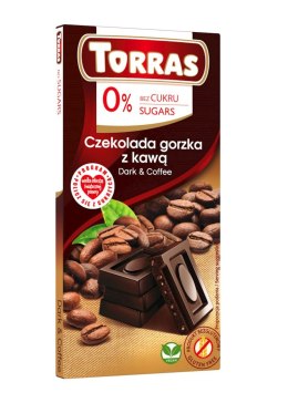 CZEKOLADA GORZKA Z KAWĄ BEZ CUKRU BEZGLUTENOWA 75 g - TORRAS TORRAS (czekolady bez dodatku cukru)