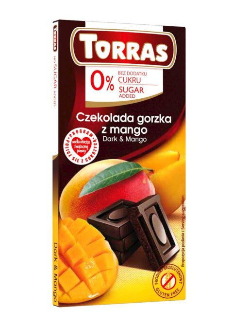 CZEKOLADA GORZKA Z MANGO BEZ DODATKU CUKRU BEZGLUTENOWA 75 g - TORRAS TORRAS (czekolady bez dodatku cukru)