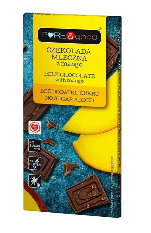 CZEKOLADA MLECZNA Z MANGO BEZ DODATKU CUKRU BEZGLUTENOWA 75 g - PURE&GOOD PURE&GOOD (czekolady, ciastka, przetwory)