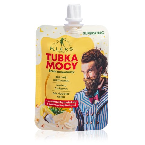 KREM ORZECHOWY TUBKA MOCY O SMAKU BIAŁEJ CZEKOLADY Z OWOCAMI TROPIKALNYMI 50 g - SUPERSONIC (AKADEMIA PANA KLEKSA) SUPERSONIC (kremy orzechowe)