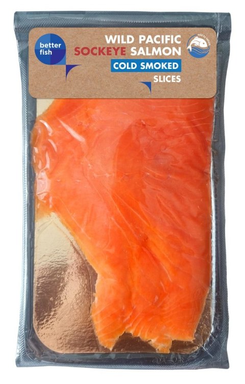 ŁOSOŚ PACYFICZNY DZIKI SOCKEYE PLASTRY WĘDZONE NA ZIMNO 80 g - BETTER FISH BETTER FISH (ryby i owoce morza, w tym MROŻONKI)