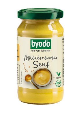 MUSZTARDA ŚREDNIO OSTRA BEZGLUTENOWA BIO 200 ml - BYODO BYODO (sosy, majonezy, musztardy)