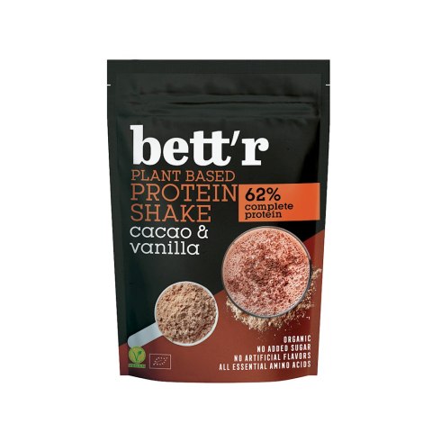 SHAKE PROTEINOWY KAKAO I WANILIA BEZ DODATKU CUKRU BIO 500 g - BETT'R BETT'R (chipsy, smoothie, kremy)