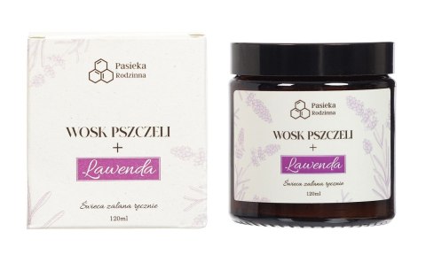 ŚWIECA ZAPACHOWA Z WOSKU PSZCZELEGO LAWENDA 120 ml - PASIEKA RODZINNA PASIEKA RODZINNA (świece z wosku pszczelego)