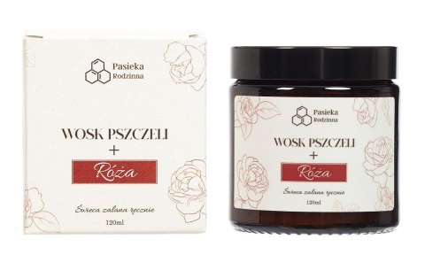 ŚWIECA ZAPACHOWA Z WOSKU PSZCZELEGO RÓŻA 120 ml - PASIEKA RODZINNA PASIEKA RODZINNA (świece z wosku pszczelego)