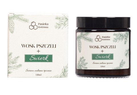 ŚWIECA ZAPACHOWA Z WOSKU PSZCZELEGO ŚWIERK 120 ml - PASIEKA RODZINNA PASIEKA RODZINNA (świece z wosku pszczelego)