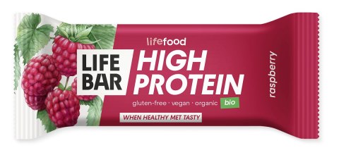 BATON PROTEINOWY Z MALINAMI RAW BEZ DODATKU CUKRÓW BEZGLUTENOWY BIO 40 g - LIFEFOOD LIFEFOOD (batony proteinowe)