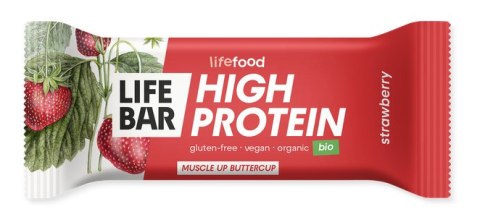 BATON PROTEINOWY Z TRUSKAWKAMI RAW BEZ DODATKU CUKRÓW BEZGLUTENOWY BIO 40 g - LIFEFOOD LIFEFOOD (batony proteinowe)