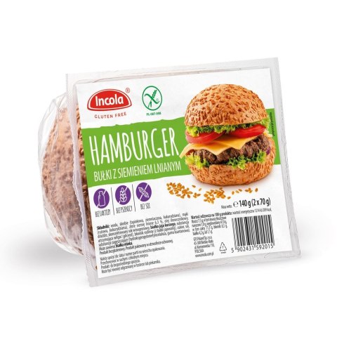 BUŁKI DO HAMBURGERÓW Z SIEMIENIEM LNIANYM BEZGLUTENOWE (2 szt.) 140 g - INCOLA INCOLA (bezglutenowe pieczywo i wafle)