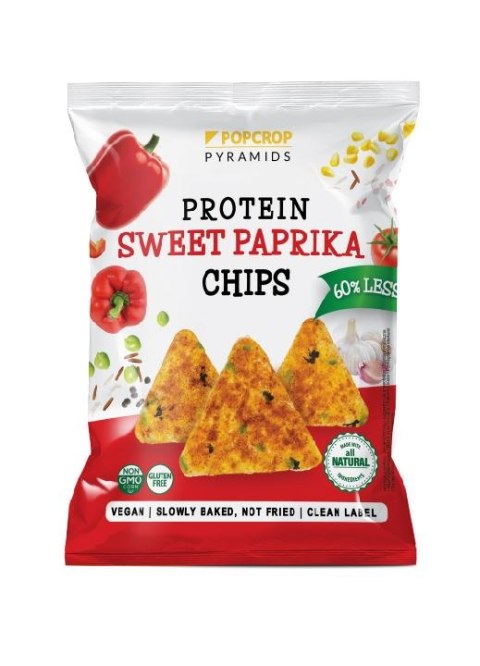 CHRUPKI PIRAMIDKI PROTEINOWE O SMAKU SŁODKIEJ PAPRYKI BEZGLUTENOWE 60 g - POPCROP POPCROP (niebieska kukurydza, chrupki proteinowe)